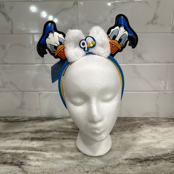 Disney Parks DONALD DUCK 90th Anniversary Ears Headband NEW 2024 Feathery Bow